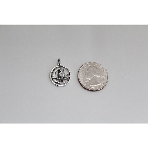 Sterling Silver Moon Charm with Owl Charm - Picture 3 of 4